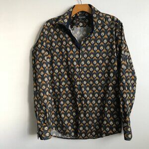 Moderno Peacock Feather All Over Print Shirt Mens L